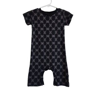 Nununu Mini Skull Black One Piece Short Sleeve Shorts Romper Boys 12-18M